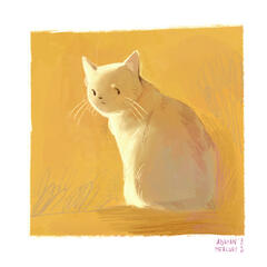 Portrait de Vriska, le chat d'Adrian. Elle a le peluche roux clair et sa queue est rayée.